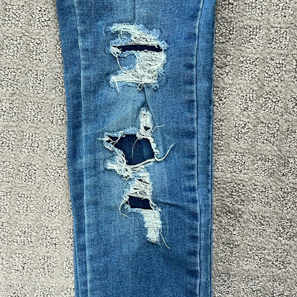 Justice Mid Rise Super Skinny Denim Jegging Blue Distressed Girls 8 Slim